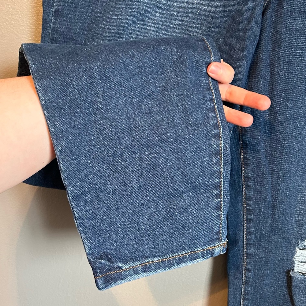 NWT Style & Co 16 Curvy Mid Rise Blue Denim Distressed Skinny Full Length Jeans! - Picture 4 of 11
